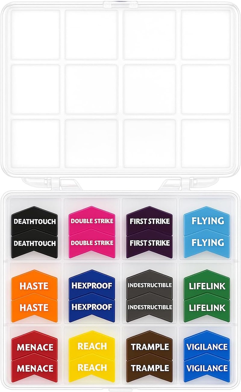 Futhark 72 Color Coded MTG Keyword Counters for Magic The Gathering TCG Card Game Accessories Tokens - Extended Edition with 72 Pieces and Organizer Case - Image 1